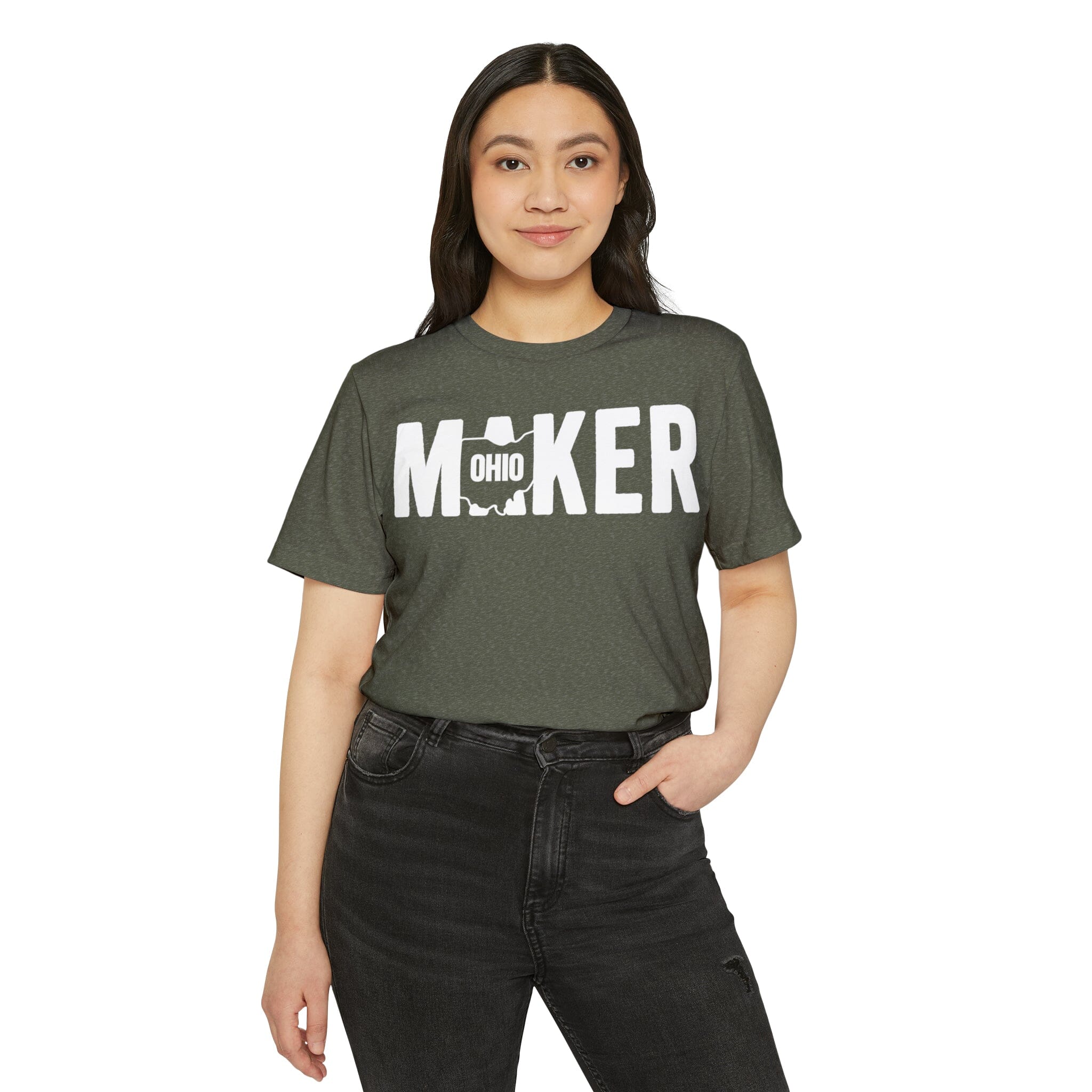 Ohio Maker Recycled Organic T-Shirt T-Shirt Printify Heather Military Green XS 