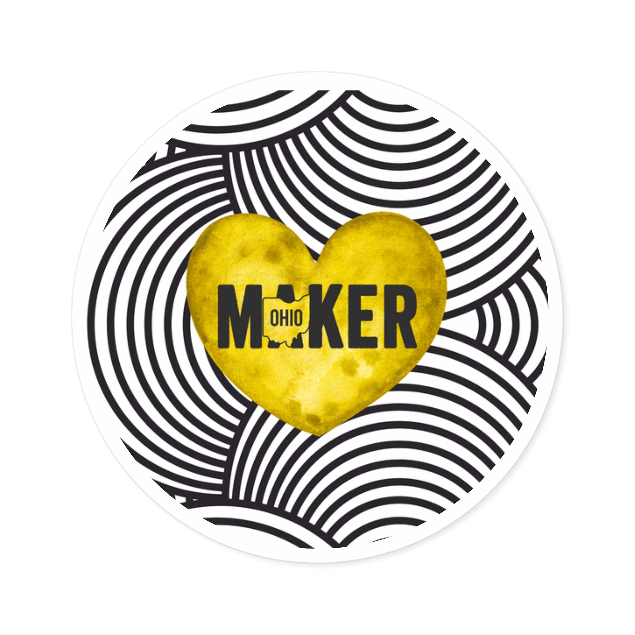Yellow Ohio Maker Round Sticker Paper products Printify 2" × 2" Round White