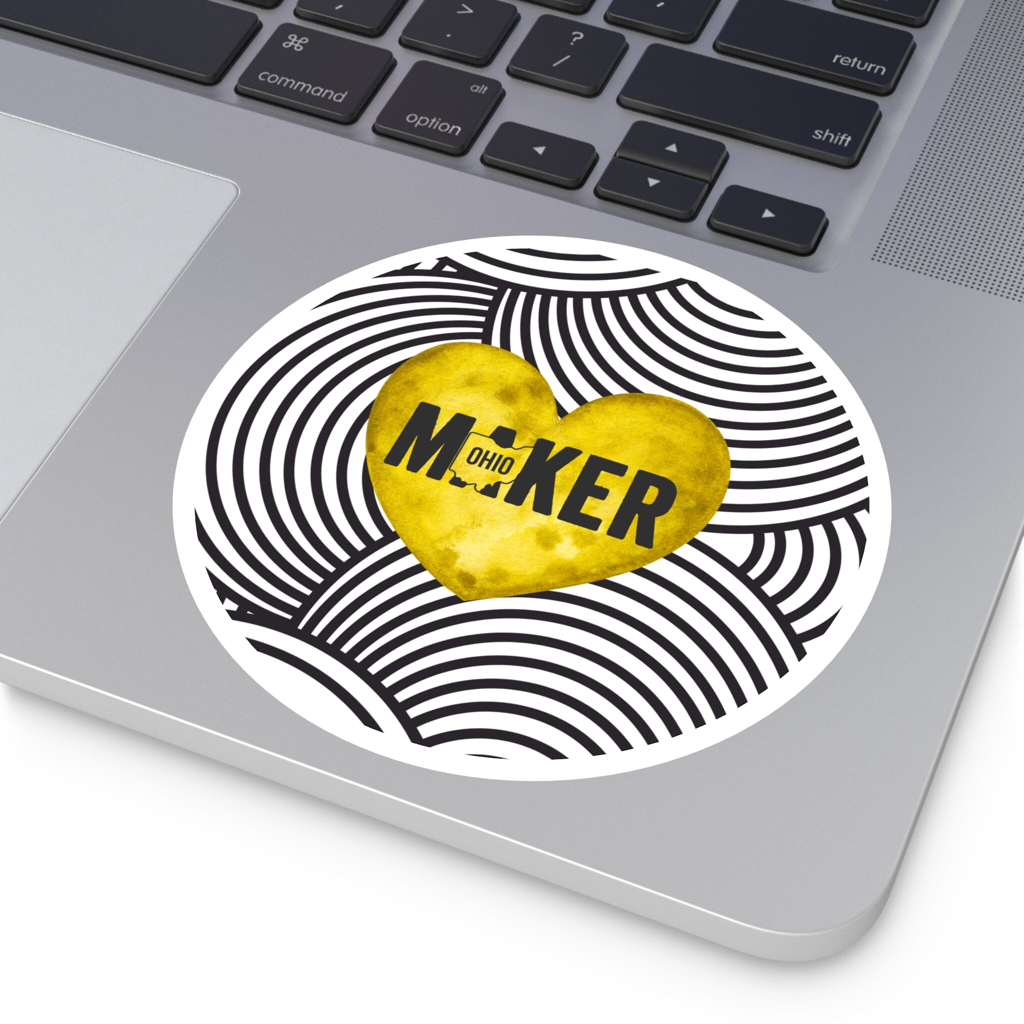 Yellow Ohio Maker Round Sticker Paper products Printify 