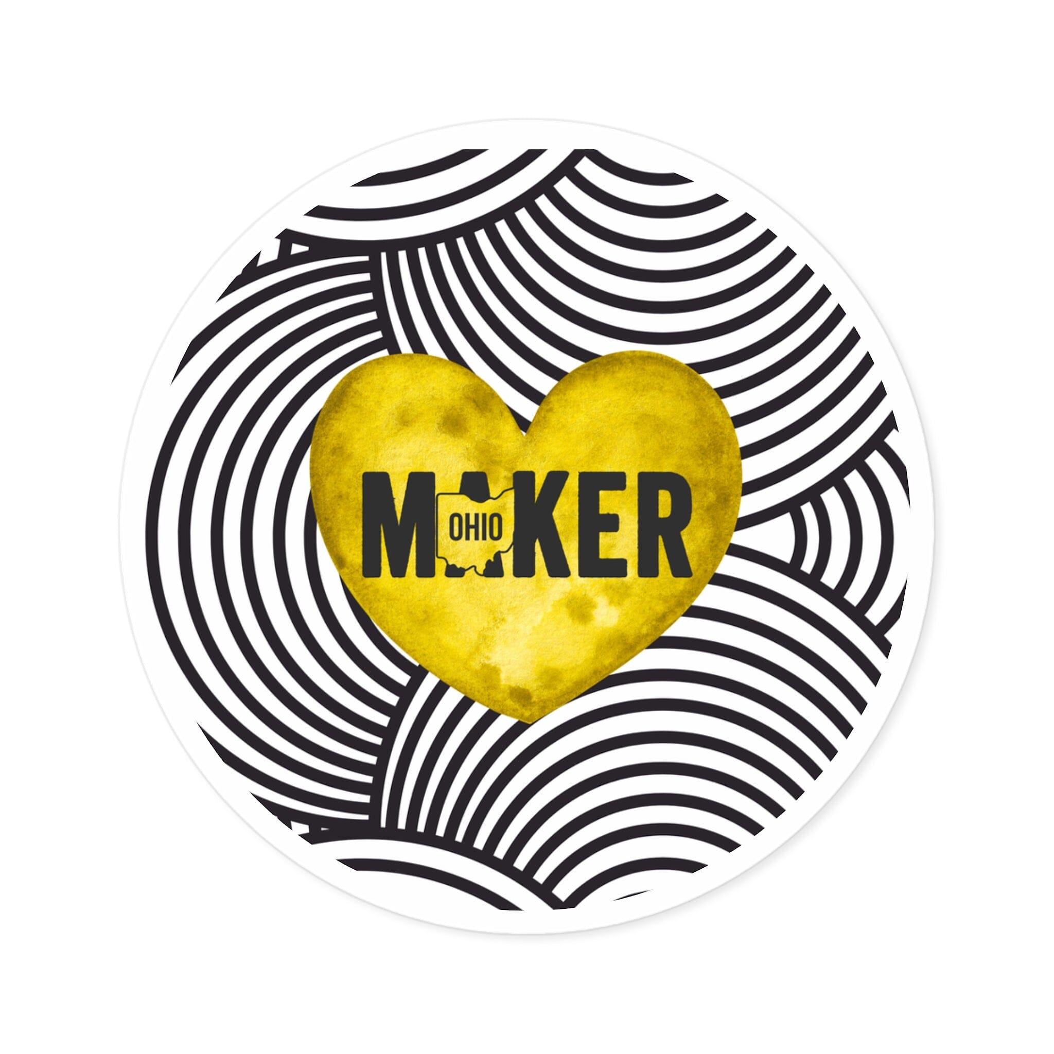Yellow Ohio Maker Round Sticker Paper products Printify 3" × 3" Round White