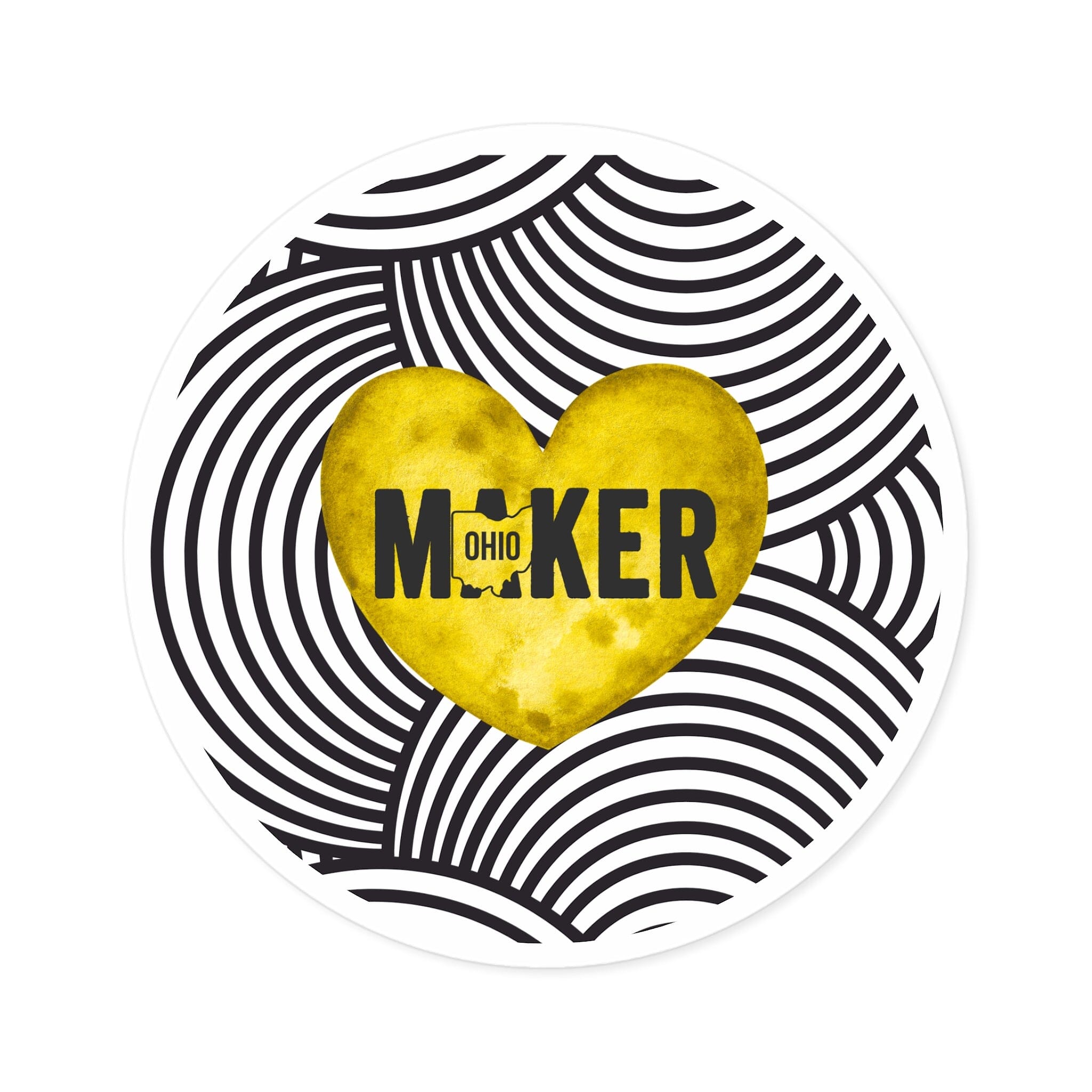 Yellow Ohio Maker Round Sticker Paper products Printify 5" × 5" Round White