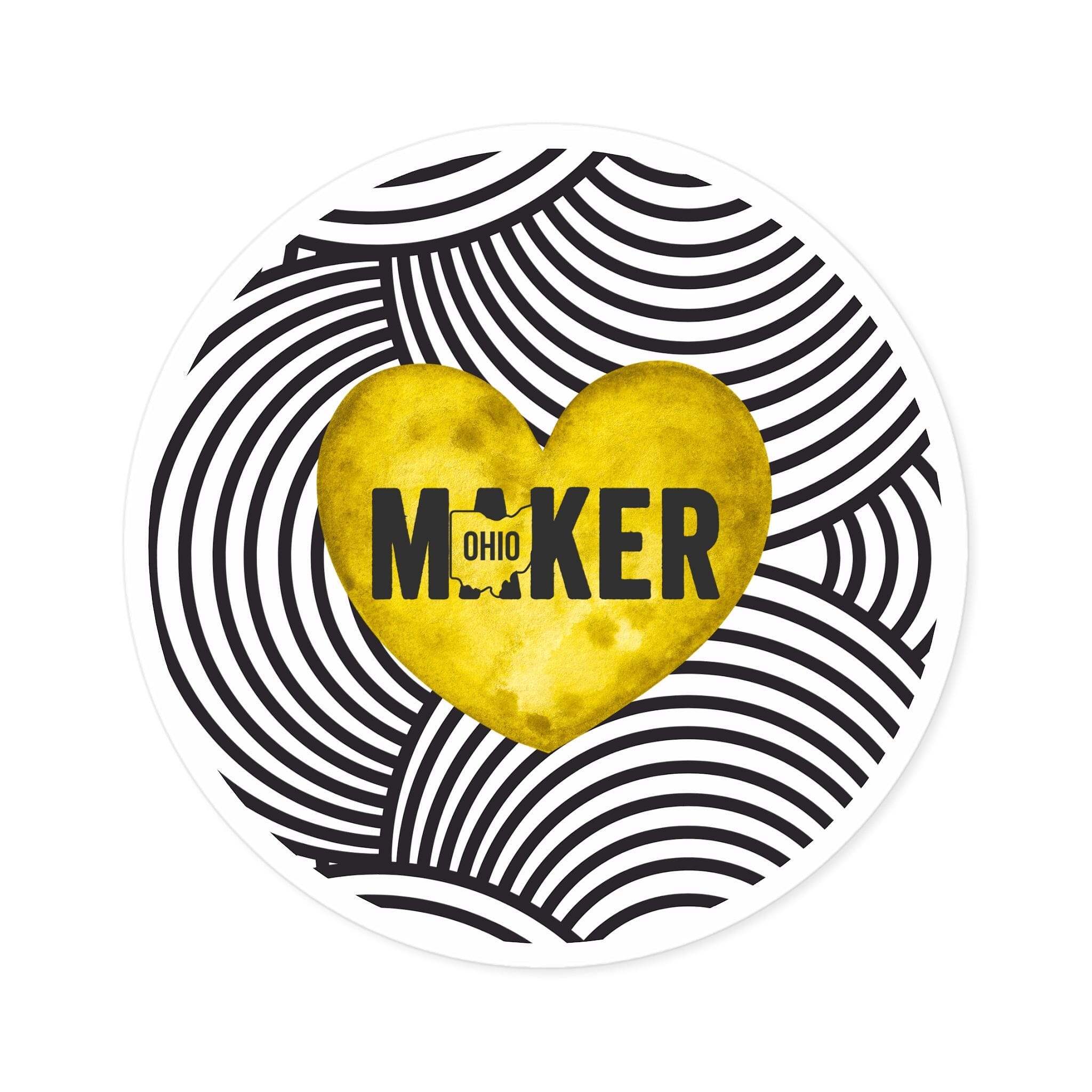 Yellow Ohio Maker Round Sticker Paper products Printify 6" × 6" Round White