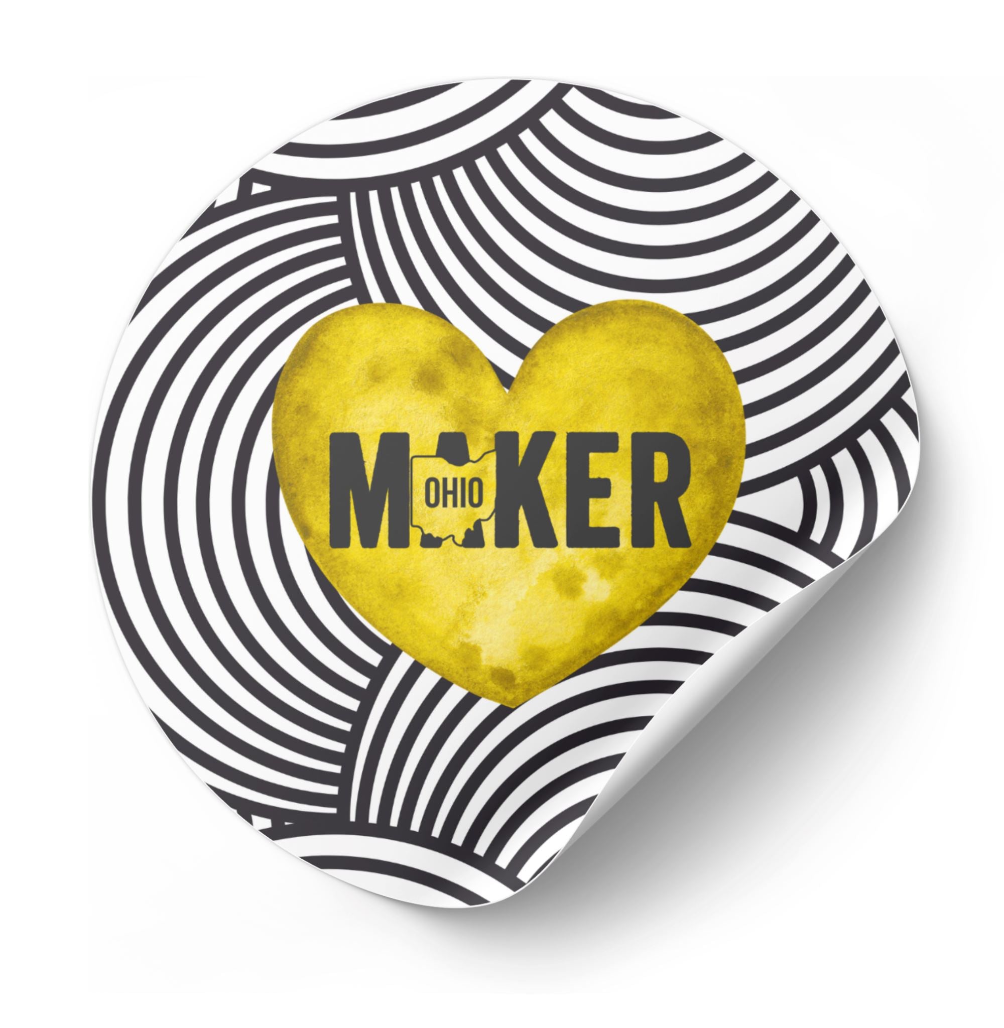 Yellow Ohio Maker Round Sticker Paper products Printify 