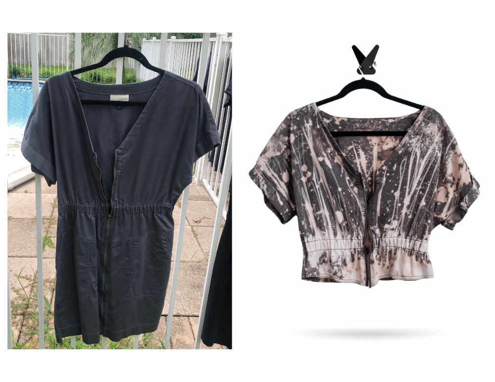 Rework Bleach Painters Zipper Bleached Crop Shirts & Tops Lara Dee Artistry 