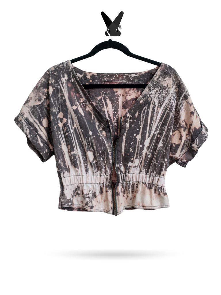 Rework Bleach Painters Zipper Bleached Crop Shirts & Tops Lara Dee Artistry 