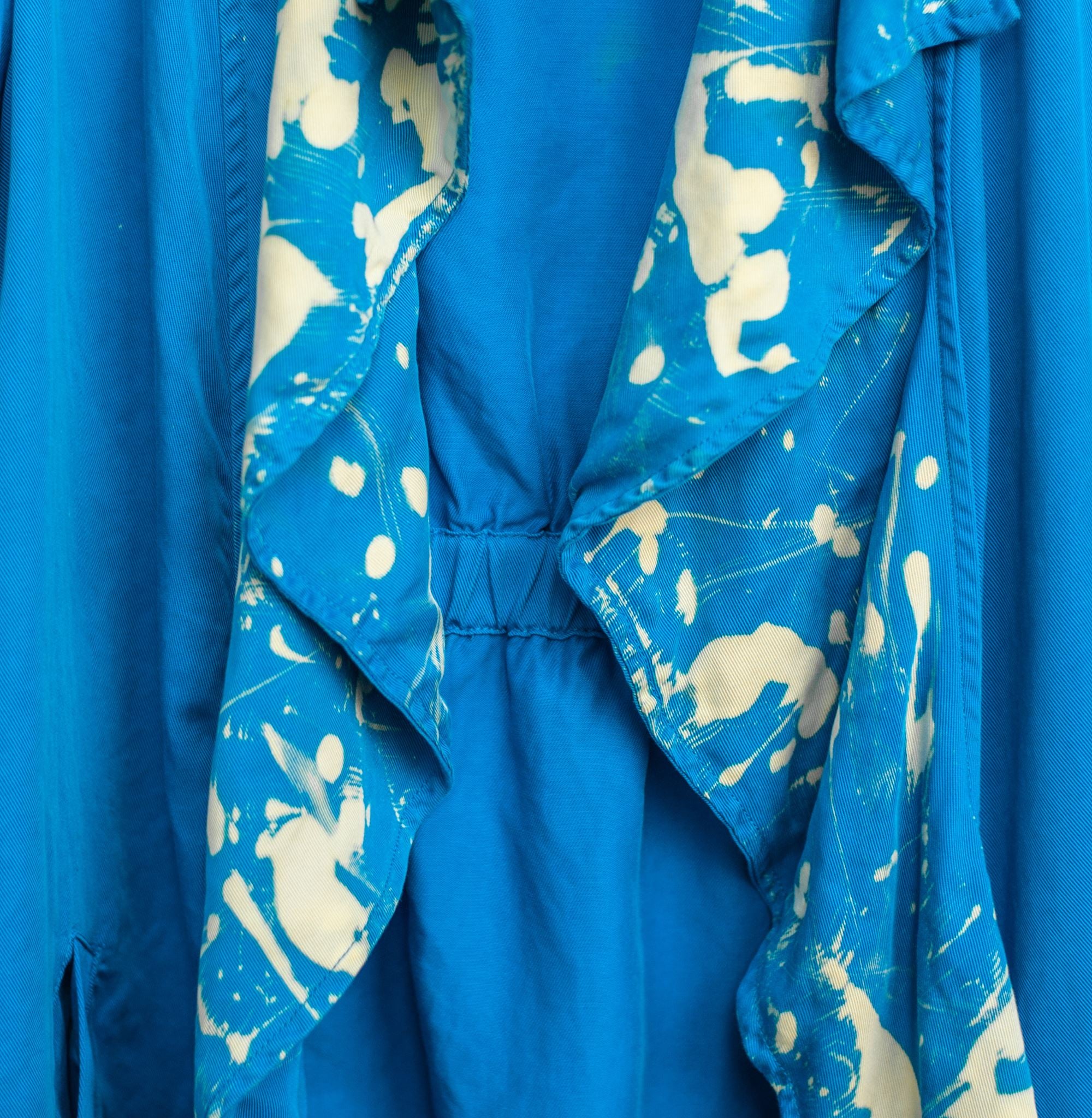 Rework Electric Blue Brush Art Bleached Duster Coats & Jackets Lara Dee Artistry 