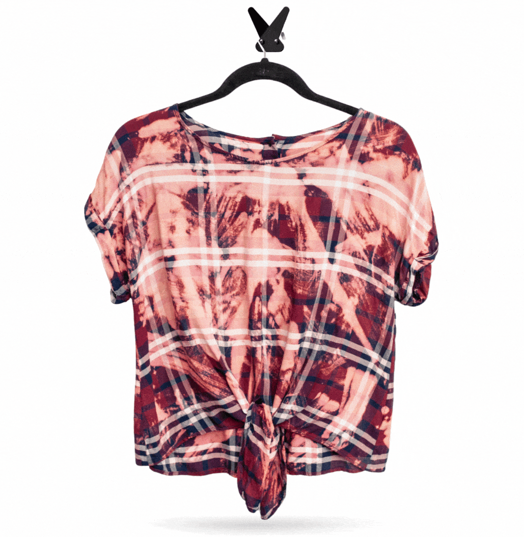 Rework Holiday Blue Bleached Tie Crop Top Shirts & Tops Lara Dee Artistry 