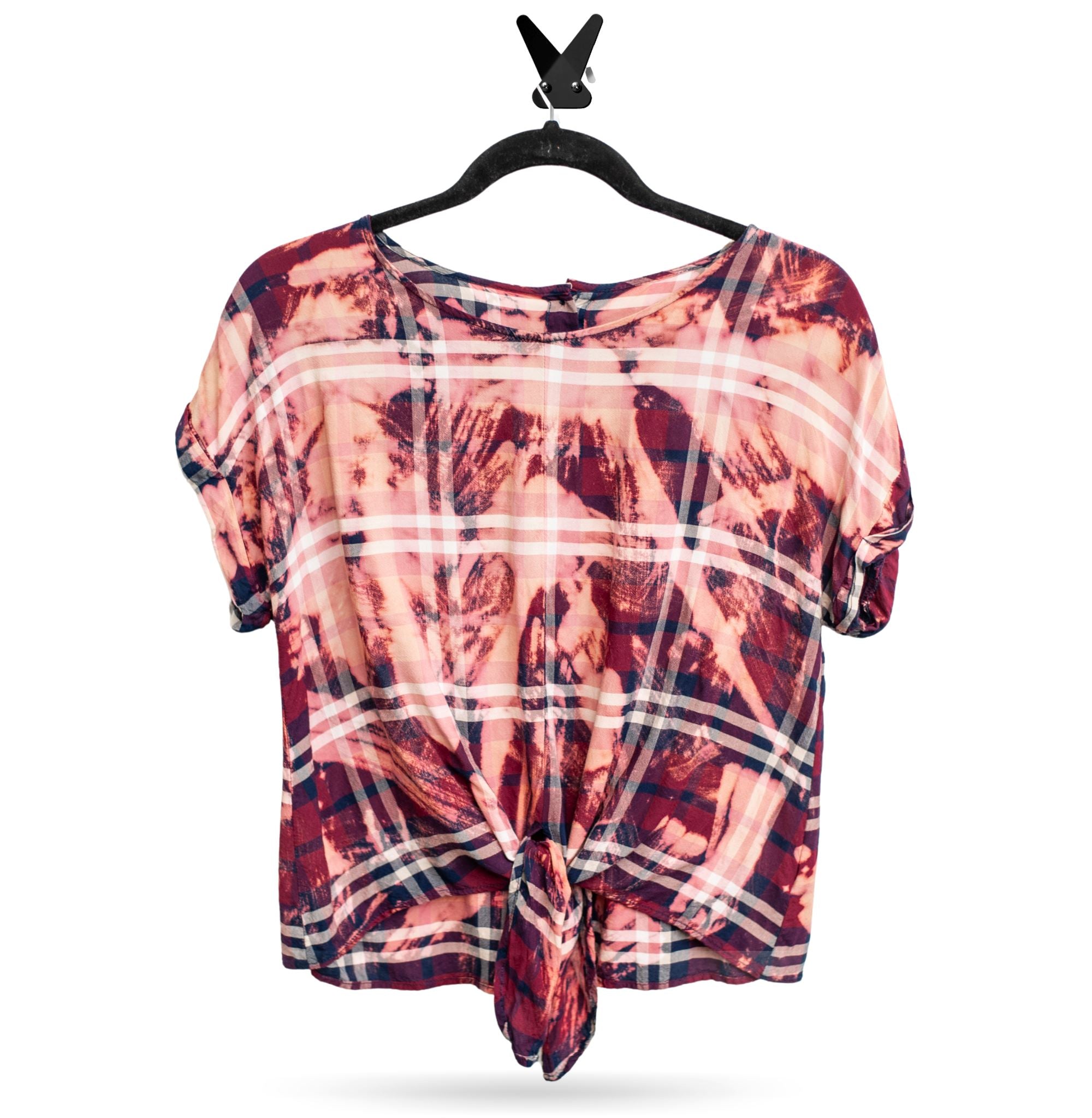 Rework Holiday Blue Bleached Tie Crop Top Shirts & Tops Lara Dee Artistry 