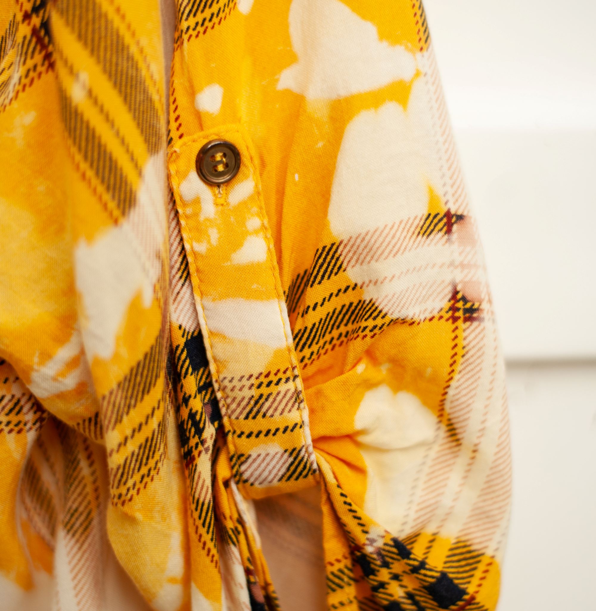 Rework Mustard Yellow Bleached Flannel Shirts & Tops Lara Dee Artistry 