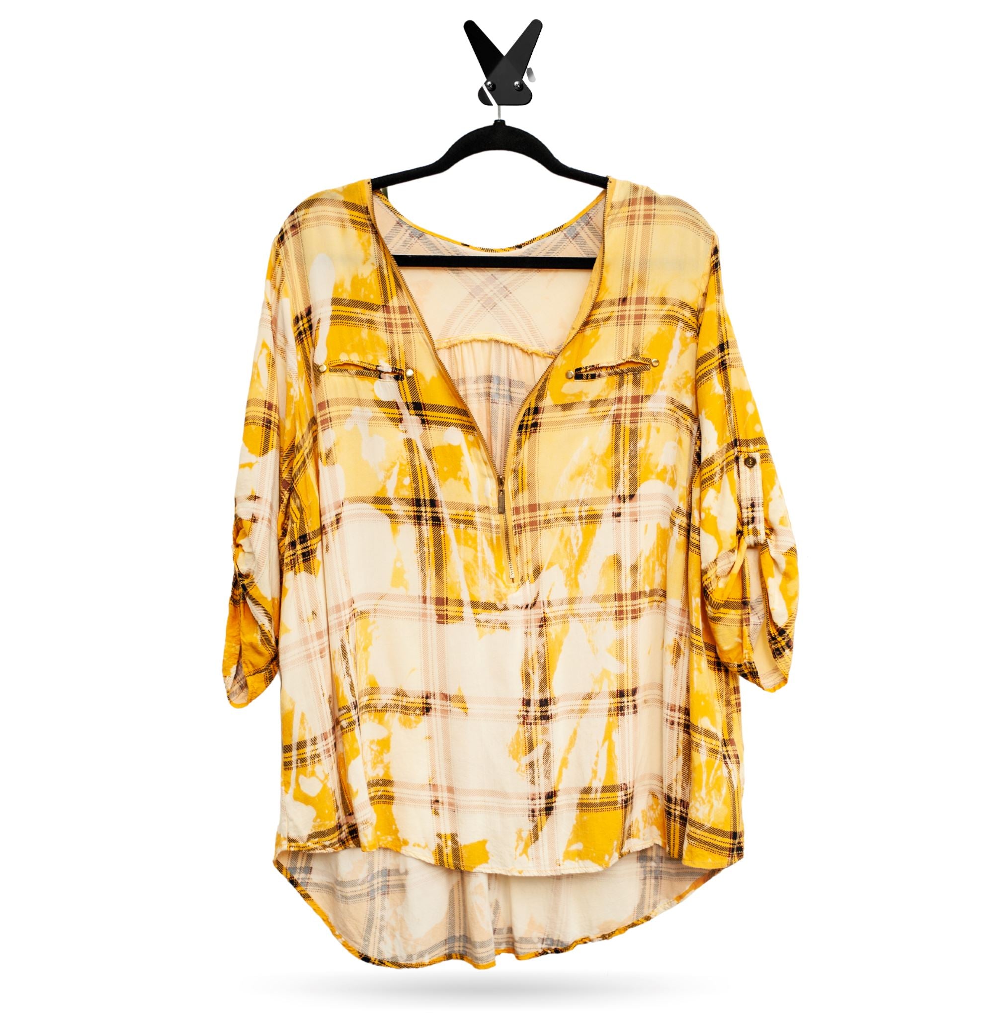 Rework Mustard Yellow Bleached Flannel Shirts & Tops Lara Dee Artistry 