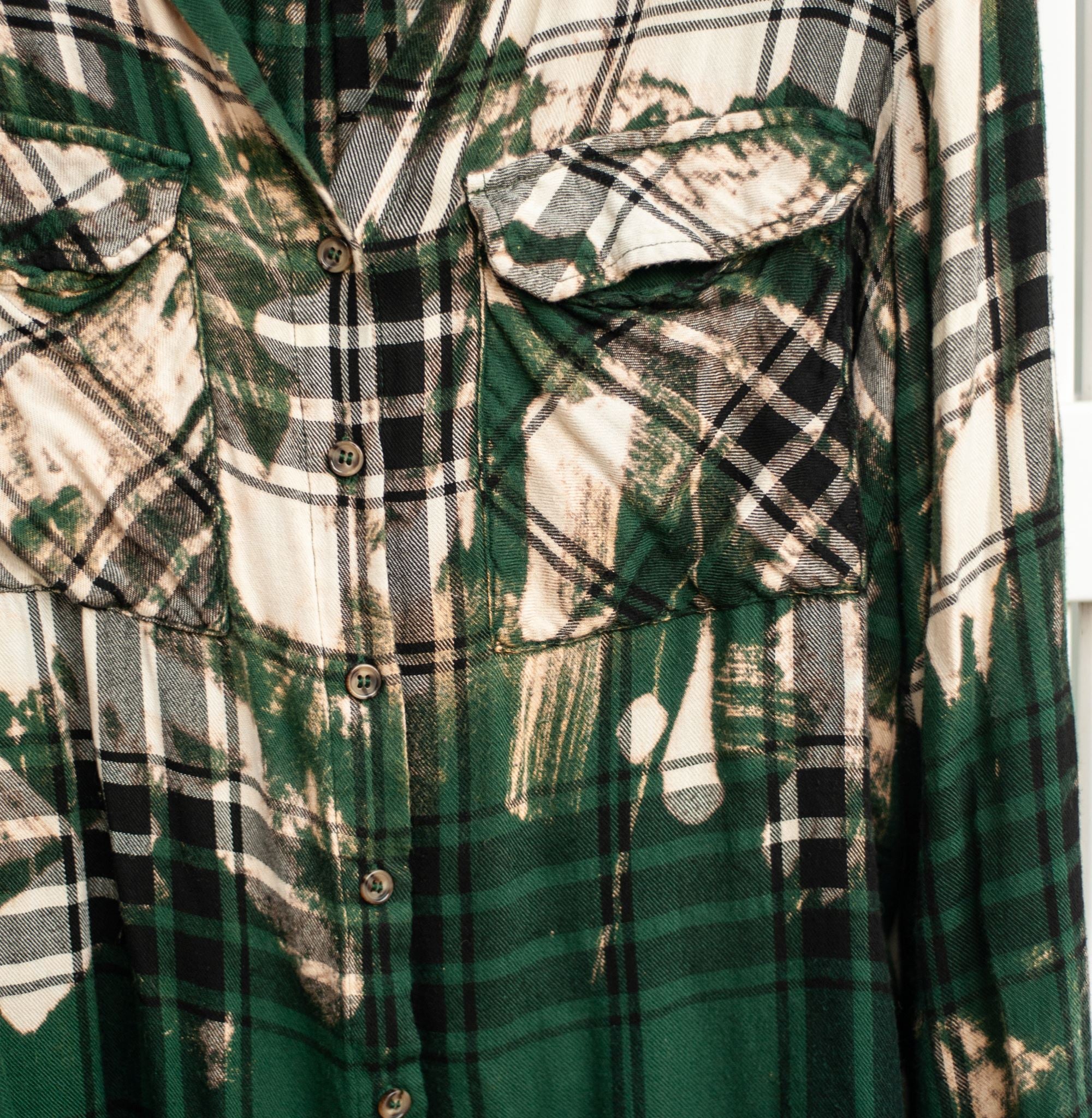 Rework Painters Green Bleached Soft Flannel Shirts & Tops Lara Dee Artistry 